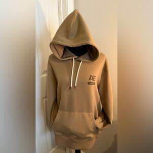 Vintage American Eagle 1977 Hoodie Tan Pullover - Unisex Medium - Excellent